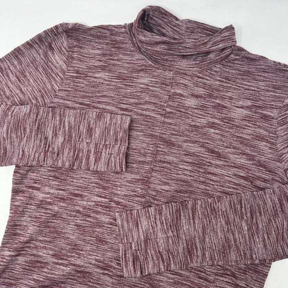 Lululemon‎ Mock Neck &Go Take-Off Cutout Back Long Sleeve Shirt Bordeaux Size 8 - Picture 1 of 12